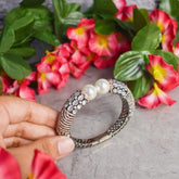 Pearl Embellished Grey Bracelet