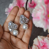 Diamond Studs with Pearl Drop