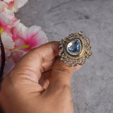 Traditional Oversized Polki Ring in Victorian Polish