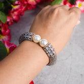 Pearl Embellished Grey Bracelet