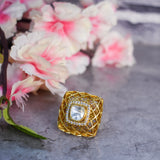 Kundan Ring in Dull Gold Polish