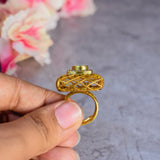 Kundan Ring in Dull Gold Polish