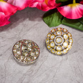 Round Polki Studs in Dual Tone