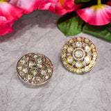 Round Polki Studs in Dual Tone