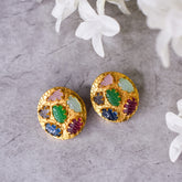 Navratna Studs in Matt Gold Polish