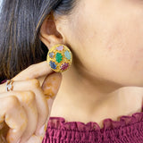 Navratna Studs in Matt Gold Polish