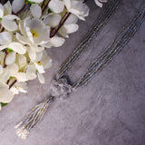 Long Necklace with Floral Diamond Pendant