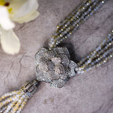 Long Necklace with Floral Diamond Pendant