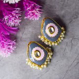 Grey Oversized Studs in Contemporary Look