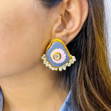 Grey Oversized Studs in Contemporary Look