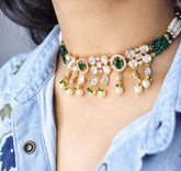 Emerald Delicate Polki Choker