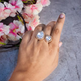 Dual Finger Ring with Rose Gold Plating