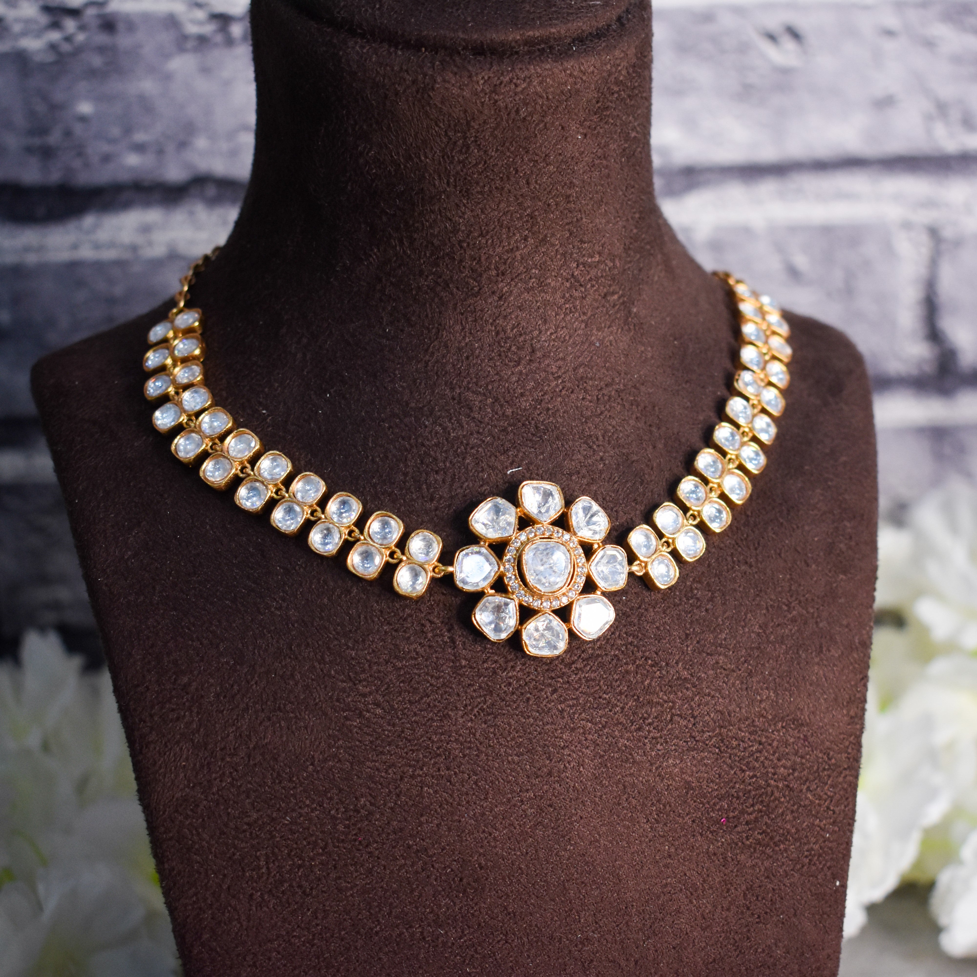 Moissanite Gold Necklace Set