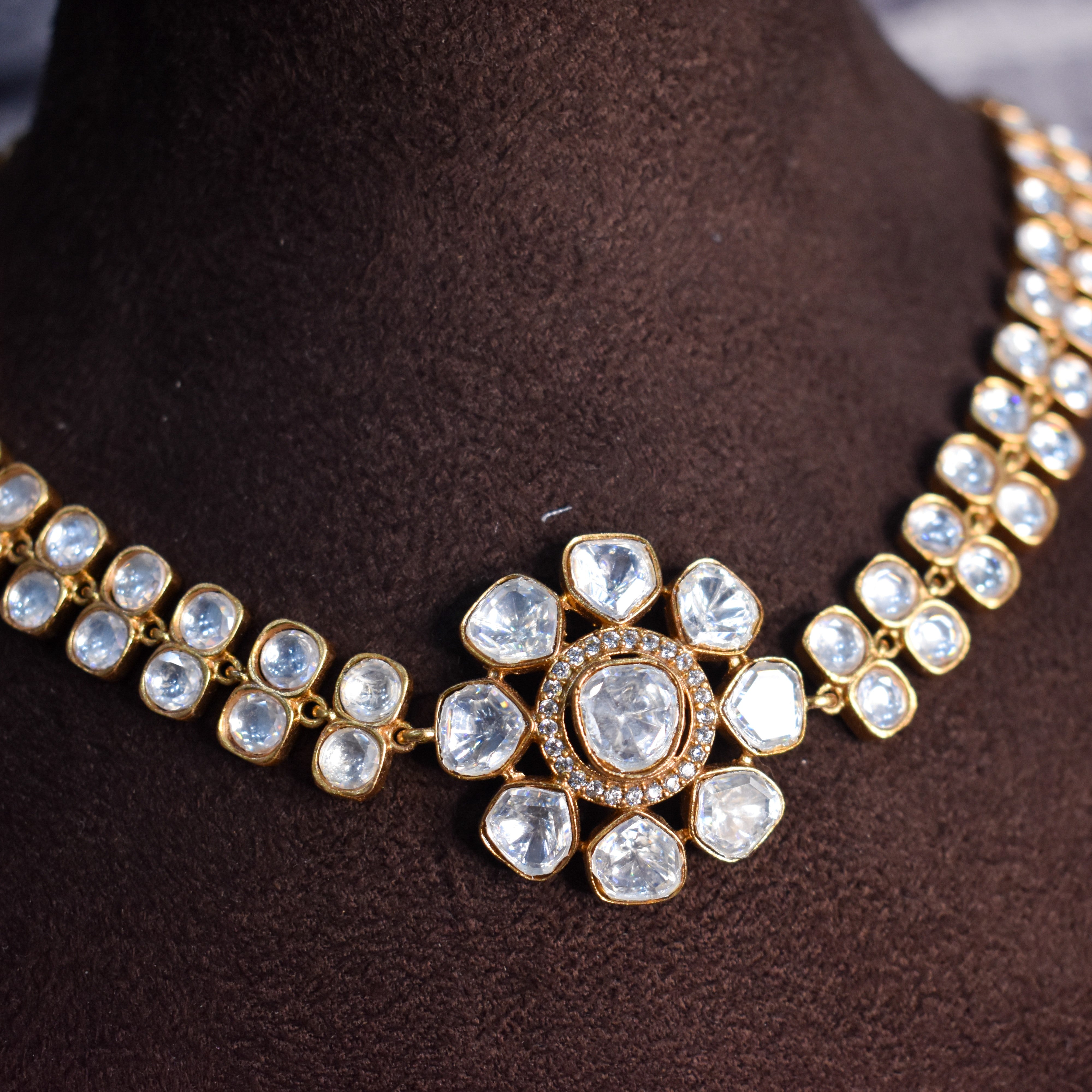 Moissanite Gold Necklace Set