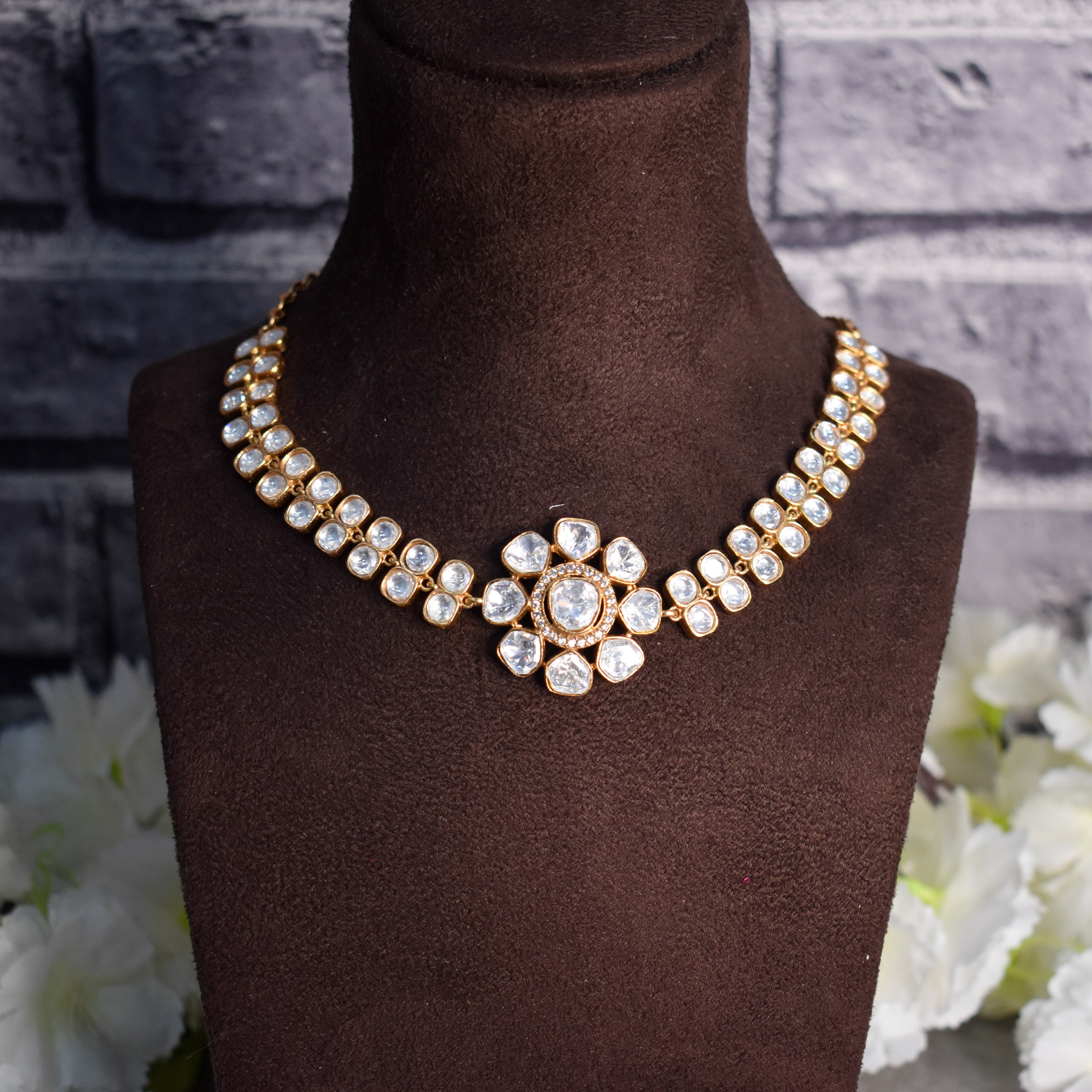 Moissanite Gold Necklace Set