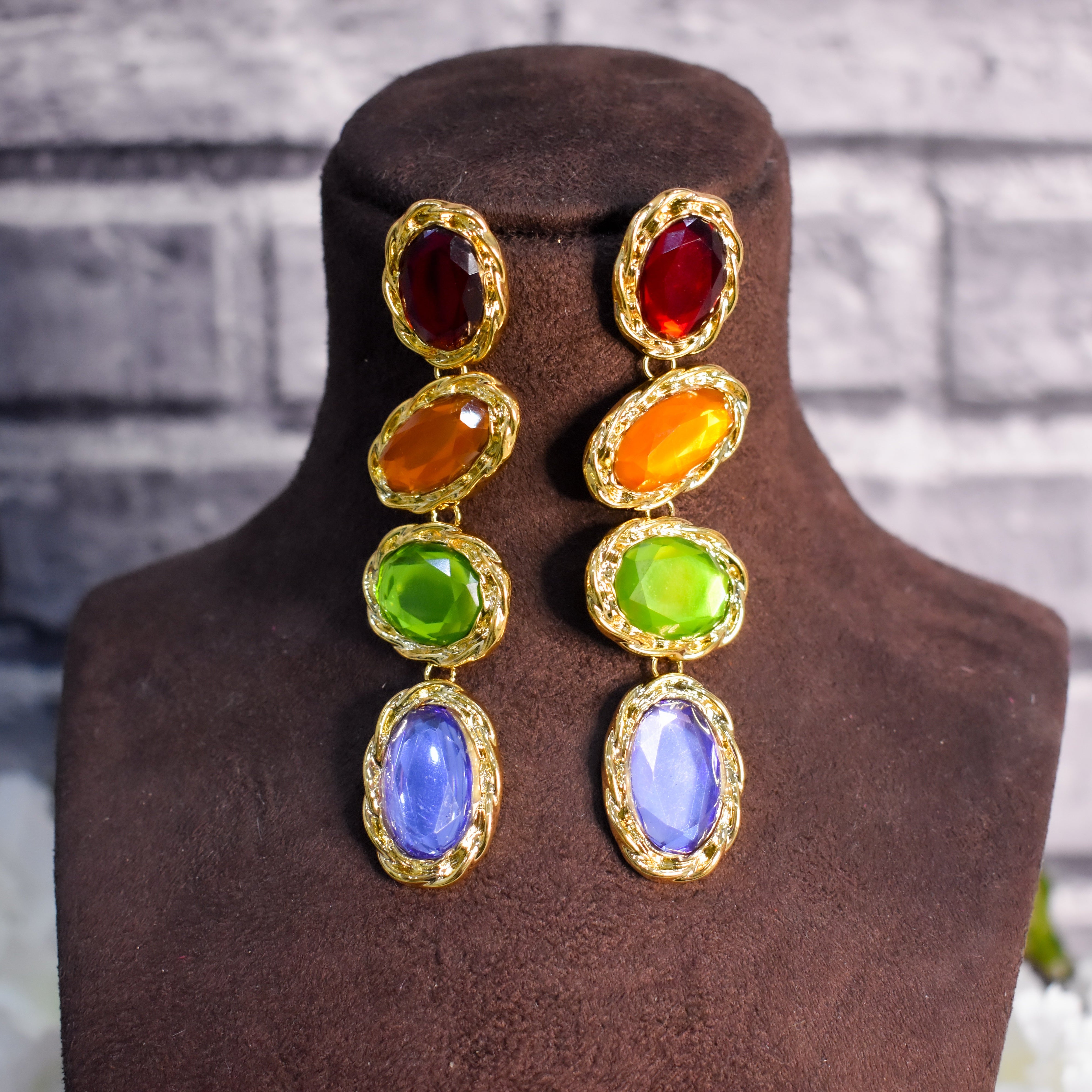 Olivia Multicolored Crystal Danglers