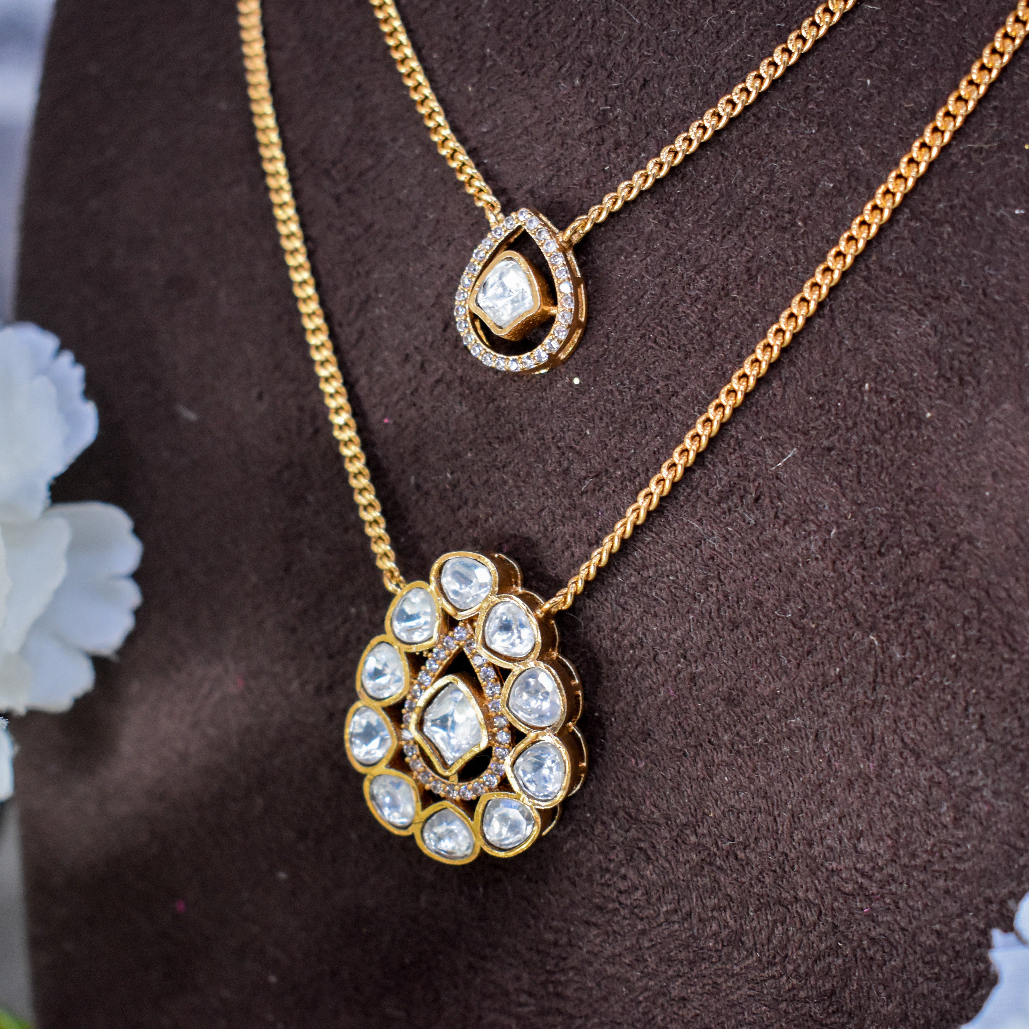 Kundan Double Layer Necklace Set
