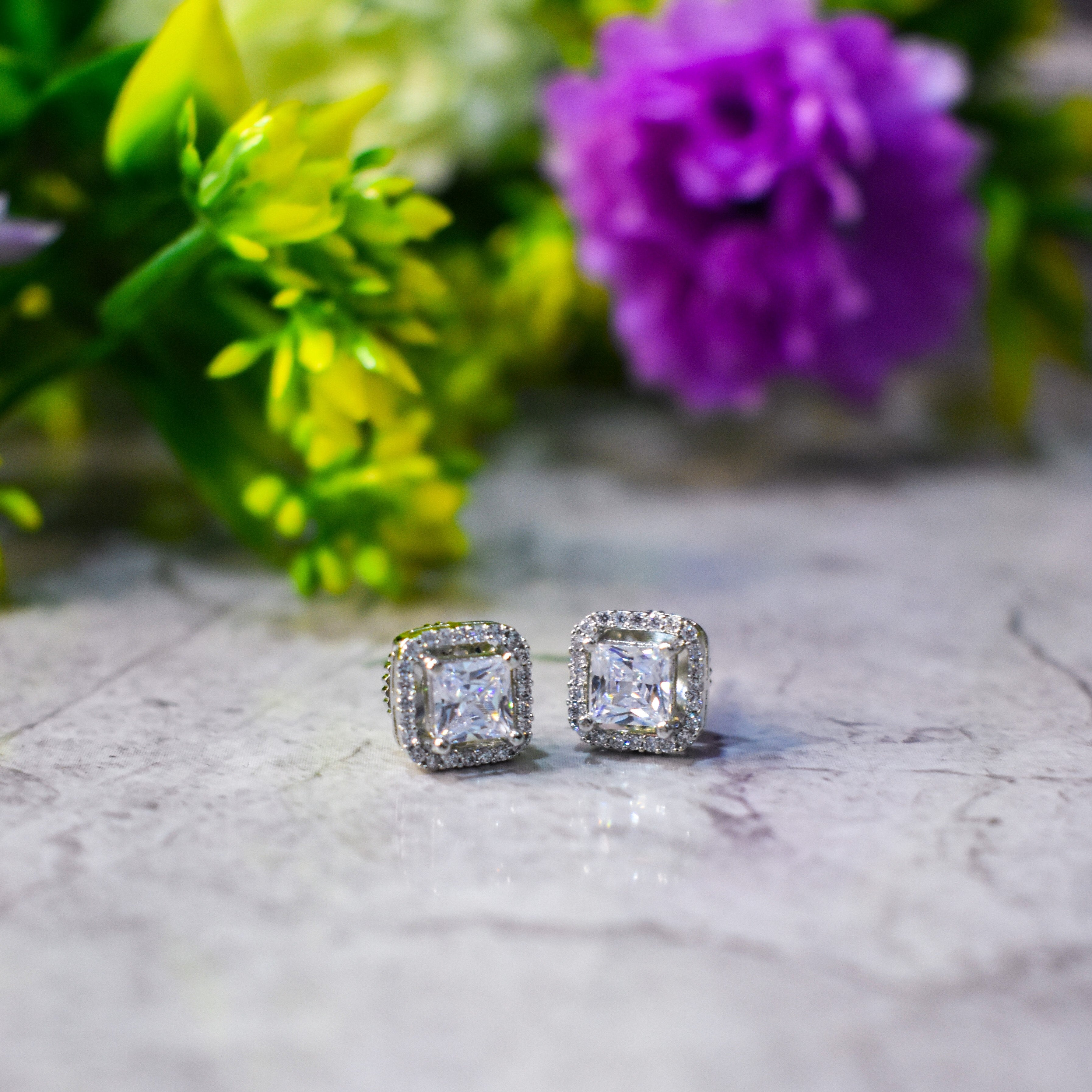 Princess Cut Diamond Studs