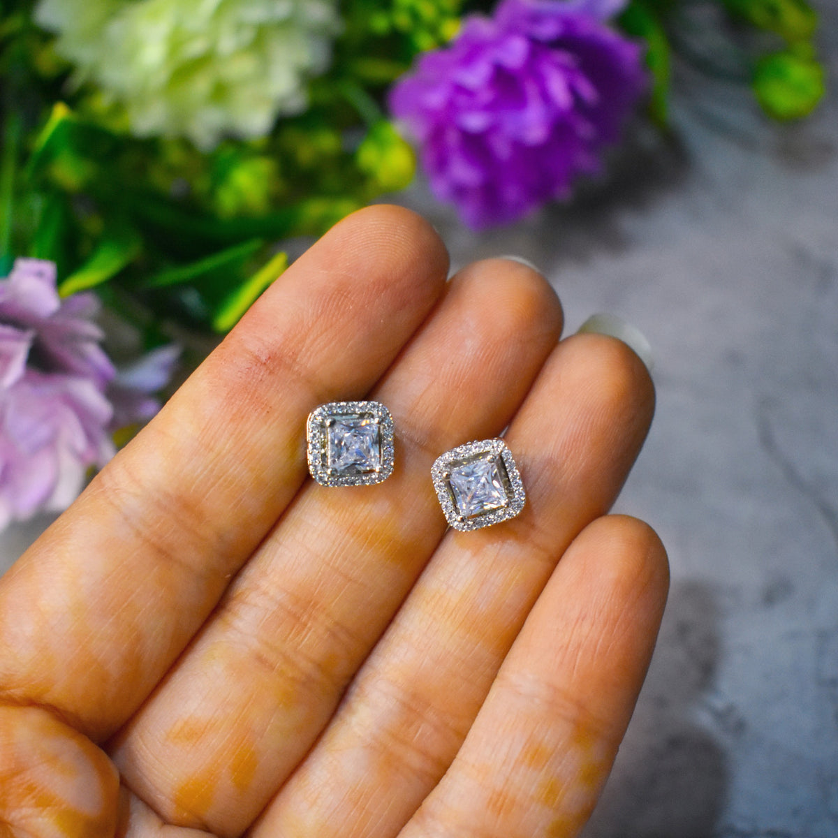 Princess Cut Diamond Studs