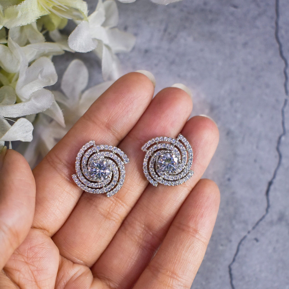 Diamond Swirl Studs