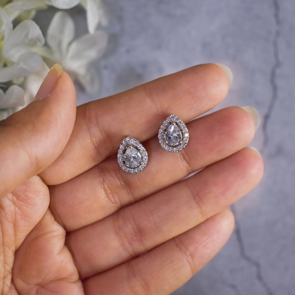 Pear Cut Diamond Studs