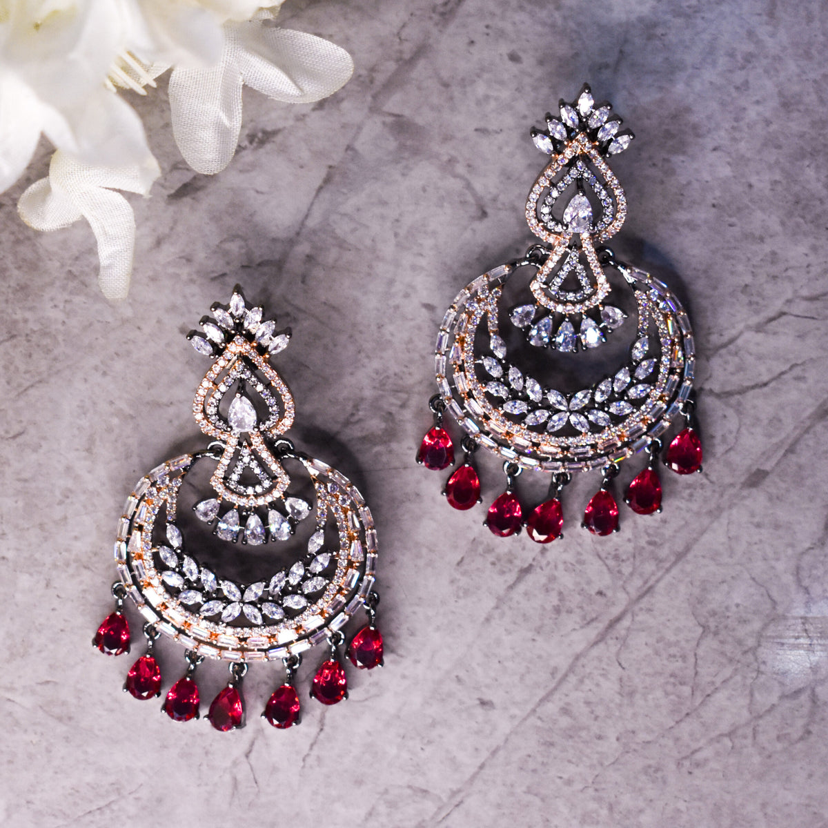 Classic Chaandbaalis in Rubies