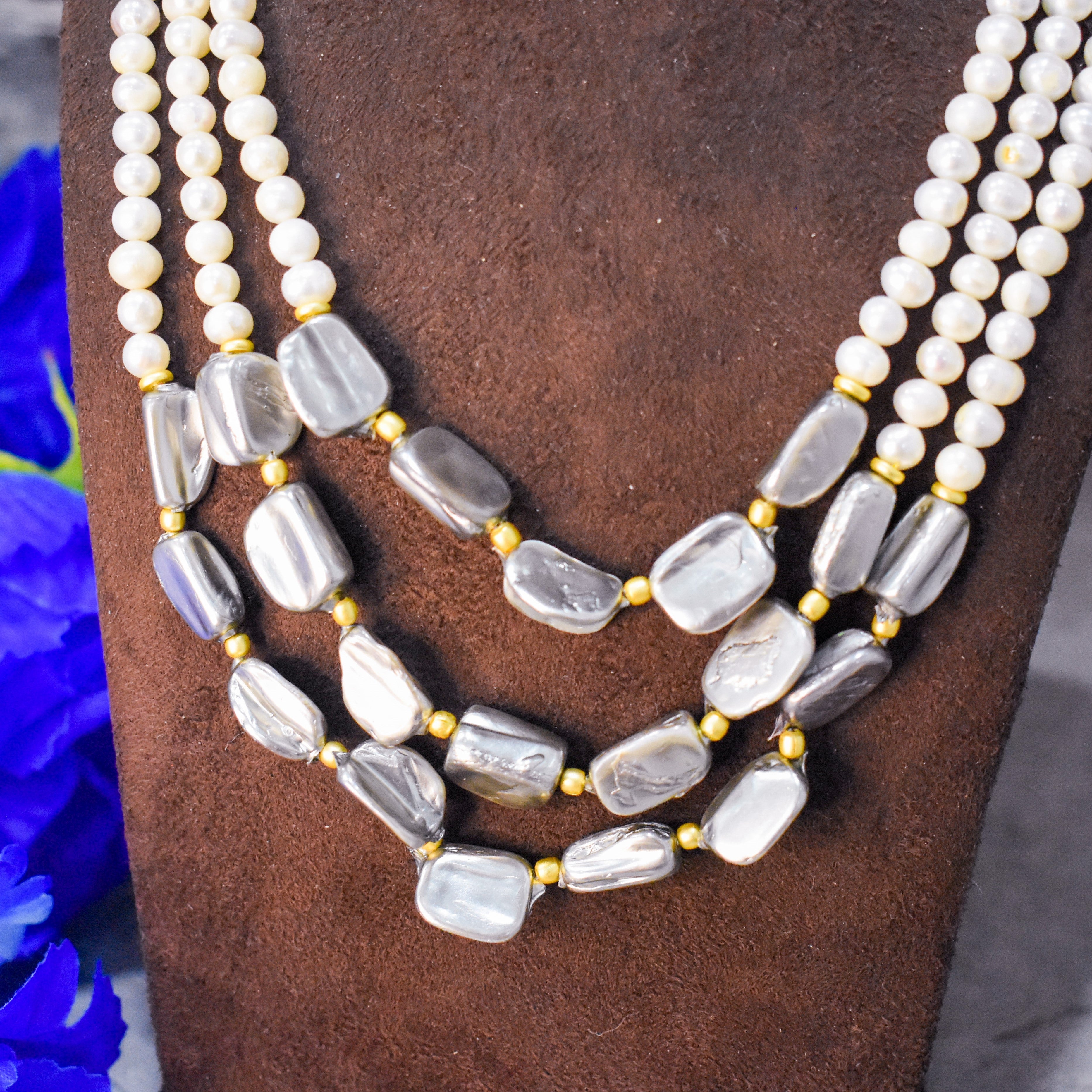 Three-Layered Baroque Pearl Necklace