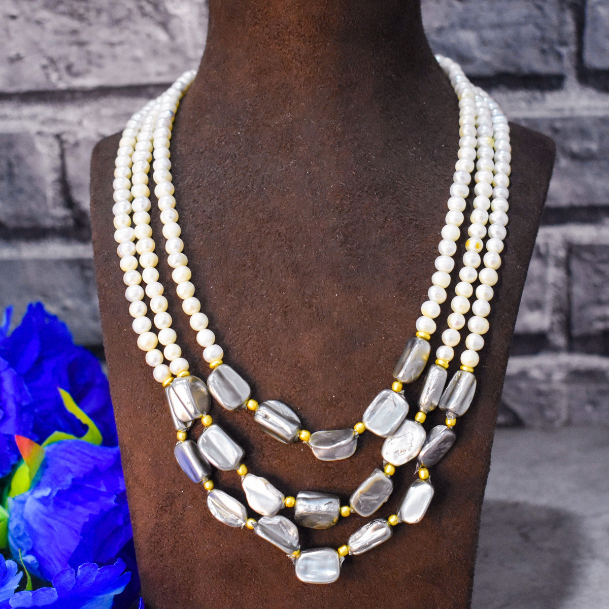 Three-Layered Baroque Pearl Necklace