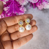 Glitzy Studs with Pearl Drops